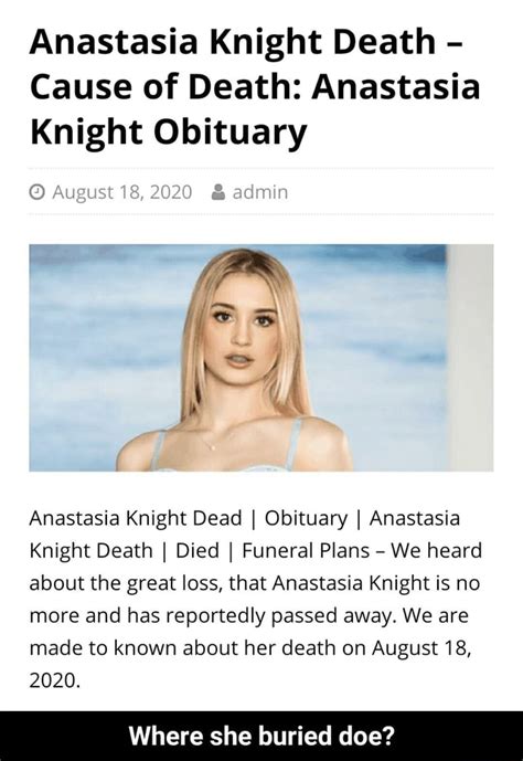 anastasia knight cause of death|did anastasia knight die